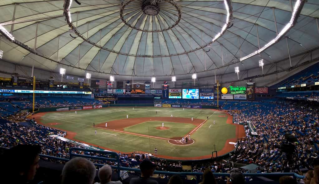 A Tampa Bay Rays game at Tropicana Field