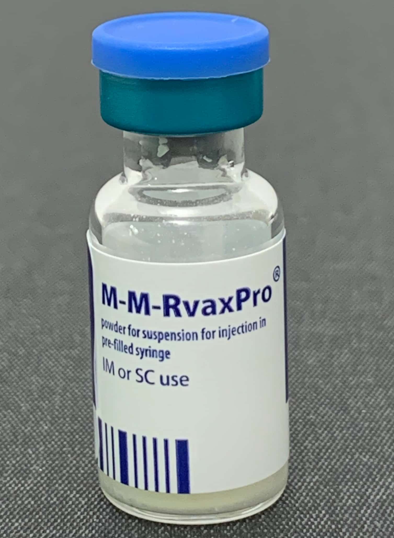 A vial of measles, mumps and rubella (MMR) vaccine
