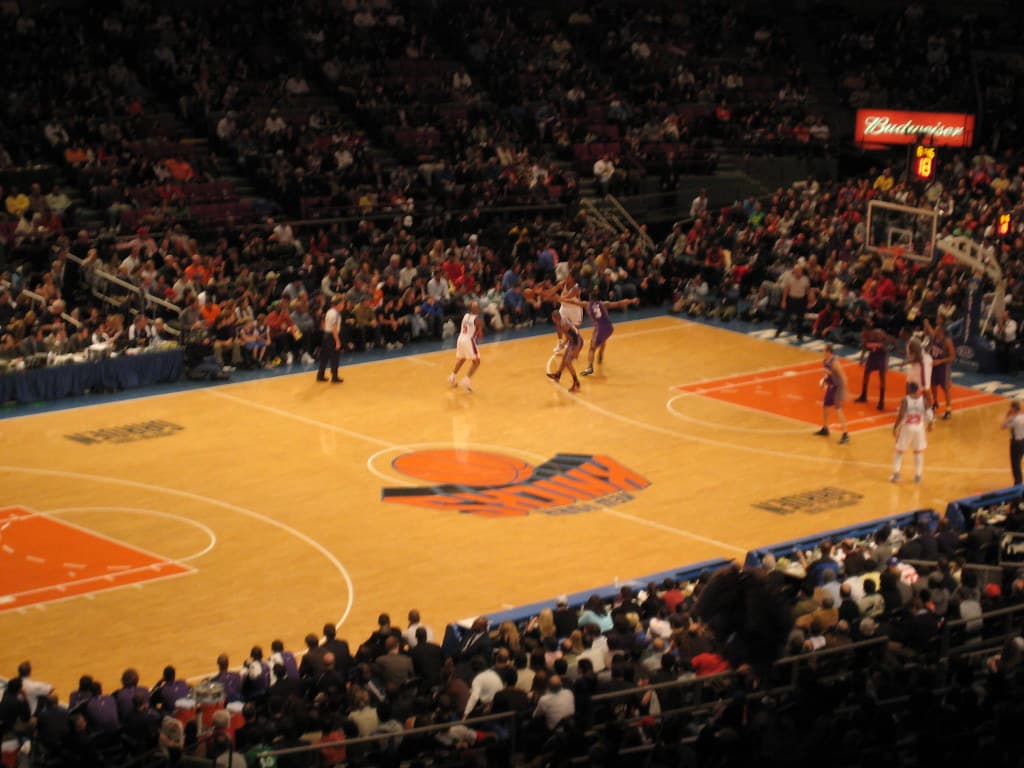 A New York Knicks game at Madison Square Garden